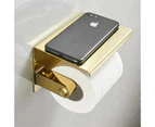 Double Roll Toilet Paper Holder with Phone Shelf, Stainless Steel Gold, Bathroom Tissue Holder Wall Mounted Tissue DispenserPAPER HOLDER  A02