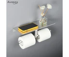 Avapax Matte Black Double Toilet Paper Roll Holder Toilet Paper Holder Bathroom Shelf Toilet Paper Dispenser Tissue Holderblack