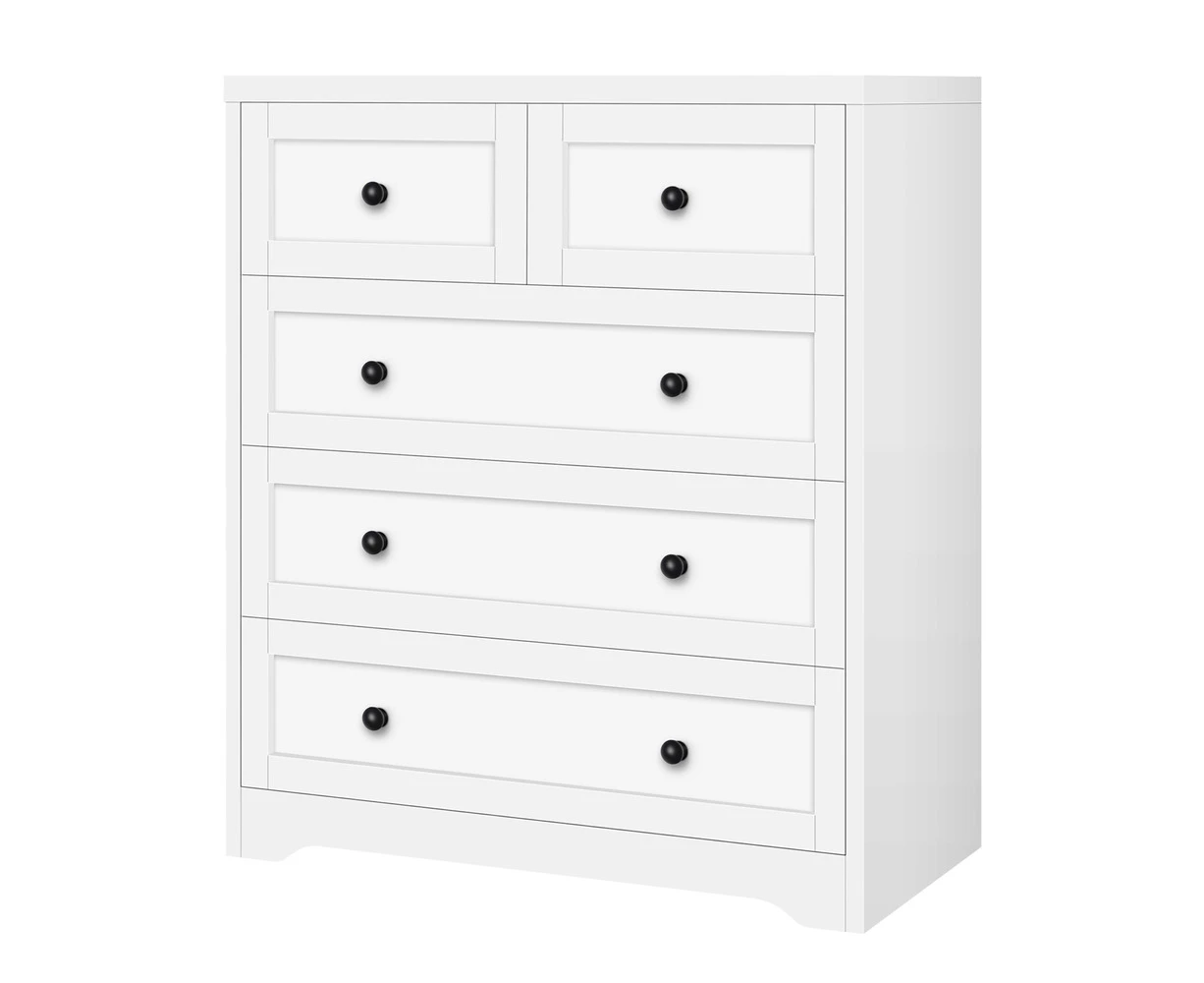 ALFORDSON 5 Chest of Drawers Hamptons Storage Cabinet Dresser Tallboy White