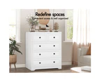 ALFORDSON 5 Chest of Drawers Hamptons Storage Cabinet Dresser Tallboy White