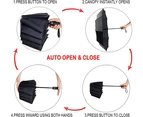 Auto Open Close Lightweight Compact Portable Backpack Folding Windproof Travel Umbrella,Darkgrey