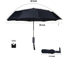 Auto Open Close Lightweight Compact Portable Backpack Folding Windproof Travel Umbrella,Black