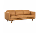 Manly Italian Leather Couch Indoor 3 Seater Tan Lounge Sofa - Fabric Lounges -