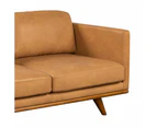 Manly Italian Leather Couch Indoor 3 Seater Tan Lounge Sofa - Fabric Lounges -