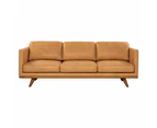 Manly Italian Leather Couch Indoor 3 Seater Tan Lounge Sofa - Fabric Lounges -