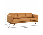 Manly Italian Leather Couch Indoor 3 Seater Tan Lounge Sofa - Fabric Lounges -