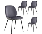 Remy Dining Chair Set of 4 Fabric Seat with Metal Frame - Charcoal
