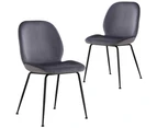 Remy Dining Chair Set of 2 Fabric Seat with Metal Frame - Charcoal