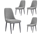 Eva Dining Chair Set of 4 Fabric Seat with Metal Frame - Grey