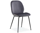 Remy Dining Chair Set of 4 Fabric Seat with Metal Frame - Charcoal