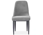 Eva Dining Chair Set of 4 Fabric Seat with Metal Frame - Grey