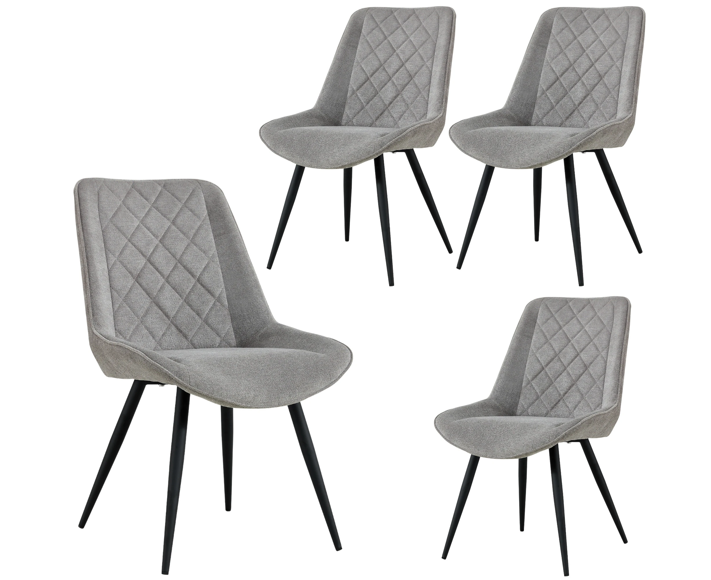 Dining Chairs Helenium Dining Chair Set Of 4 Fabric Seat With Metal Frame Granite