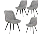 Helenium Dining Chair Set of 4 Fabric Seat with Metal Frame - Granite
