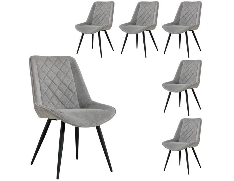 Dining Chairs Helenium Dining Chair Set Of 6 Fabric Seat With Metal Frame Granite