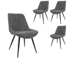 Helenium Dining Chair Set of 4 Fabric Seat with Metal Frame - Graphite