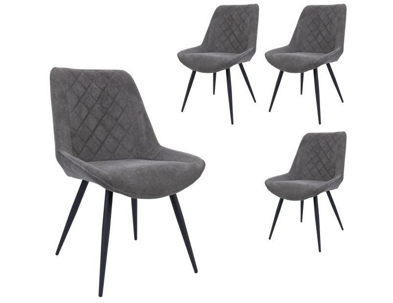 Helenium Dining Chair Set of 4 Fabric Seat with Metal Frame - Graphite