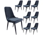 Eva Dining Chair Set of 8 Fabric Seat with Metal Frame - Charcoal