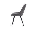 Helenium Dining Chair Set of 4 Fabric Seat with Metal Frame - Graphite