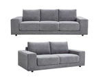 Eliana 4 + 3 Seater Sofa Fabric Uplholstered Lounge Couch - Fog