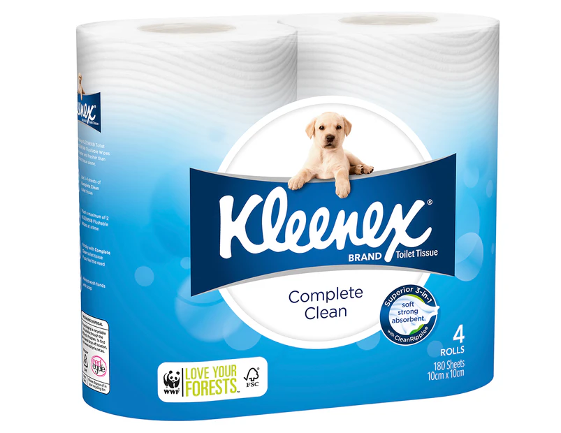 Kleenex Complete Clean Toilet Tissue Rolls 4pk