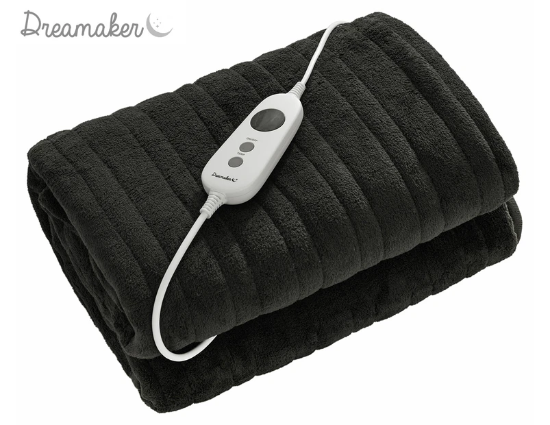 Dreamaker 160x120cm Coral Fleece Electric Heated Throw Blanket - Charcoal