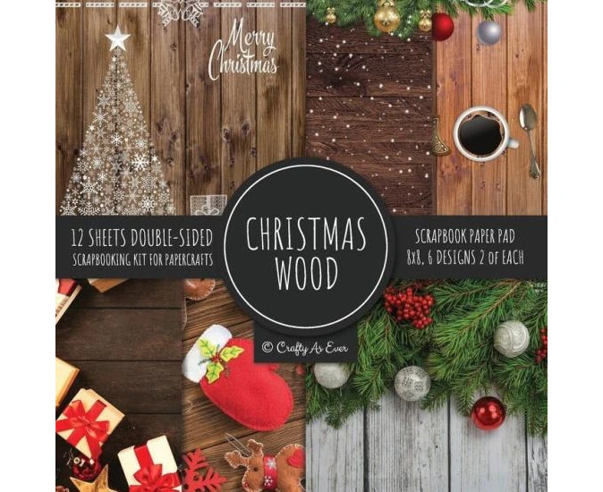 Christmas Wood Scrapbook Paper Pad 8x8 Scrapbooking Kit for Papercrafts Cardmaking Printmaking DIY Crafts Holiday Themed Designs Borders Backgrounds Patte