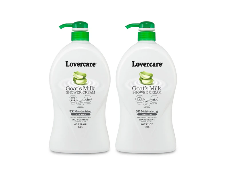 Pack of 2- Lovercare Goat's Milk Shower Cream Aloe Vera, 1.2 L