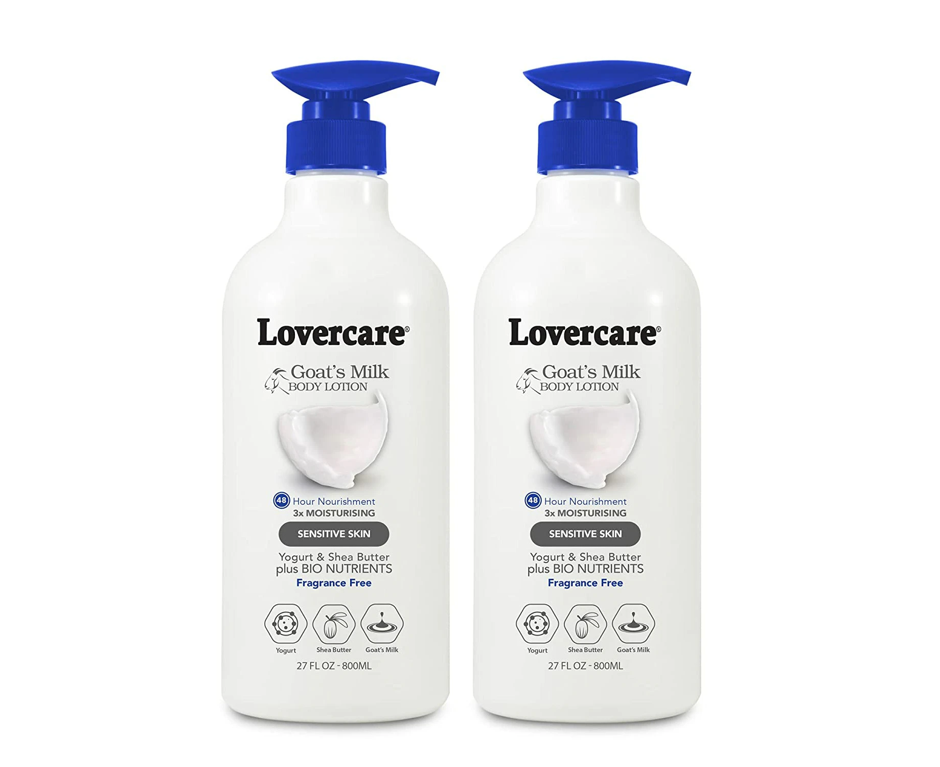 Lovercare Pack of 2  Goat's Milk Body Lotion - Sensitive Skin  800 ml