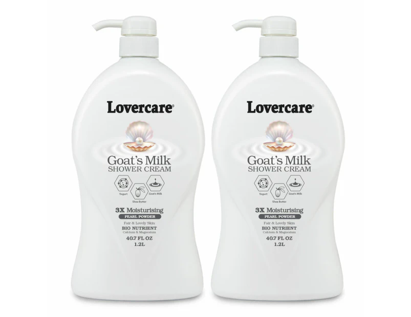 Pack of 2- Lovercare Goat's Milk Shower Cream Pearl Powder  1.2 L