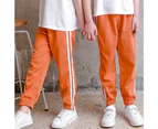 Kids Boys Girls Sweatpants Jogger Slacks Sports Pants Gym School Trousers Elastic Waist Side Striped - Orange