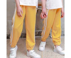 Kids Boys Girls Sweatpants Jogger Slacks Sports Pants Gym School Trousers Elastic Waist Side Striped - Yellow
