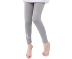 Cartoon Unicorn Print Kids Girls Stretchy Skinny Leggings Trousers Pants Ankle Length - Gray