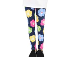 Kids Girls Skinny Leggings Floral Tights Trousers Lounge Party Casual Pants - Navy Blue Floral