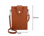 brownWomens  Cellphone Bag Small Shoulder Purse Card Wallet Satchel Pouch