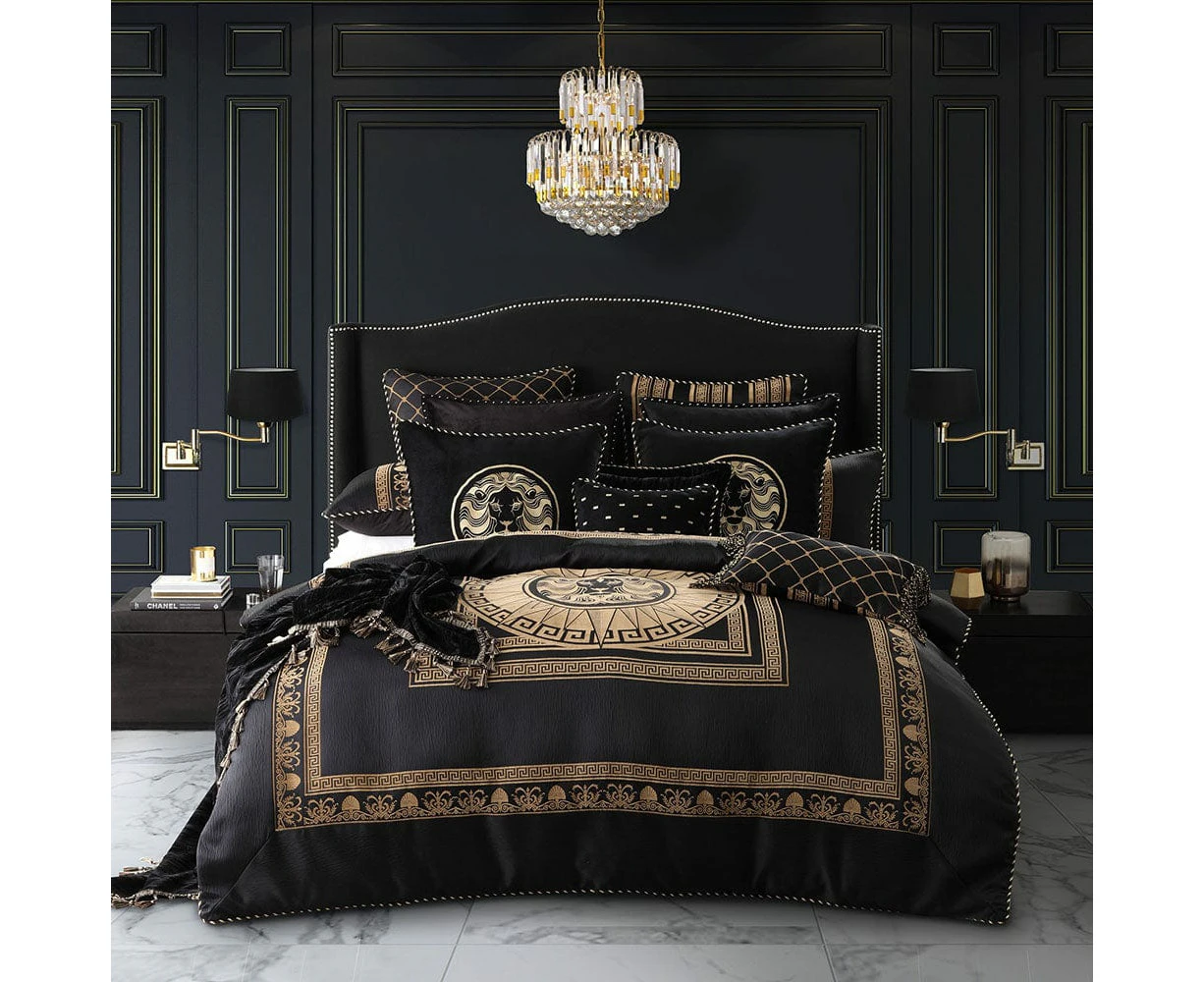 Davinci Massimo Quilt Cover Set Queen Black