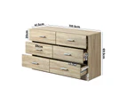 Oikiture 6 Chest of Drawers Tallboy Dresser Table Lowboy Storage Cabinet Wood - Natural