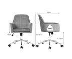 Giantex Velvet Office Chair Height Adjustable Computer Desk Chair 360° Rotatable Vanity Chair for Living Room, Bedroom & Study, Grey