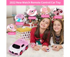 Watch Remote Control Car Toy for Kids with Dustproof Cover,Watch Car Toys Racing Car Toy with USB Charging,2022 Mini Watch Remote Control Car Toy-Pink