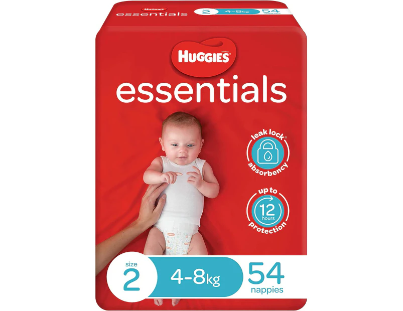 Huggies Essentials Nappies Size 2 (4-8kg) 54 Count