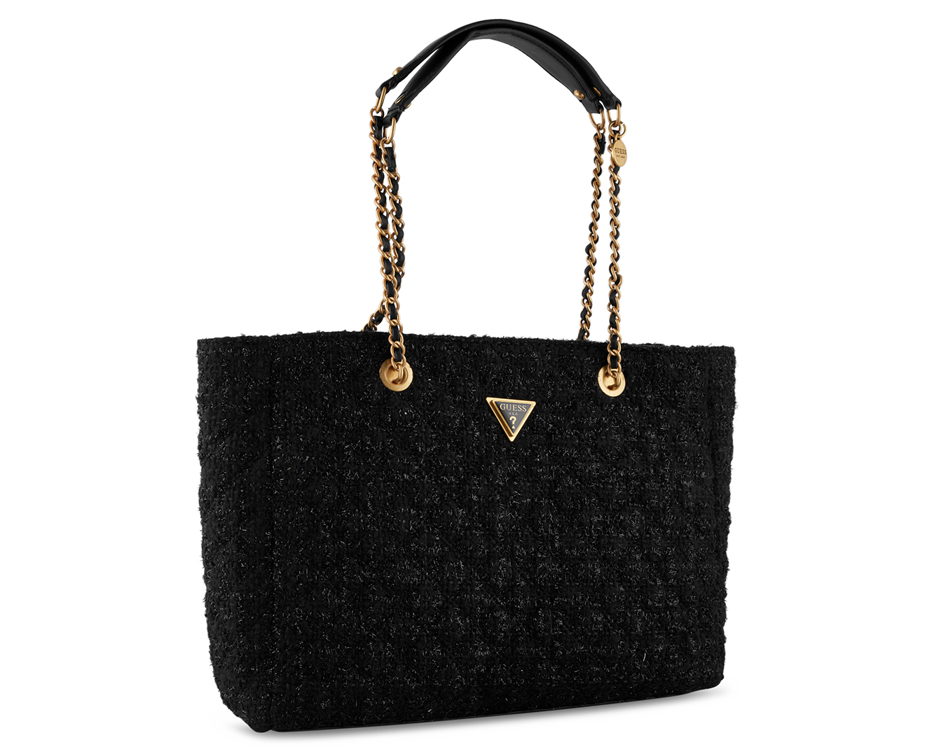 Guess Handbags Alby Toggle Tote Coal/Black | The Little Green Bag