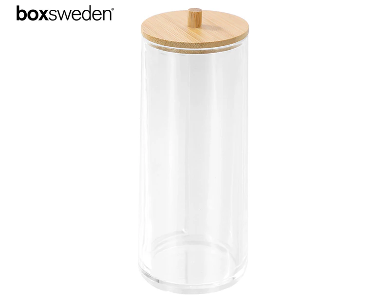 Boxsweden 18.5cm Bano Accessories Container w/ Bamboo Lid - Natural/Clear