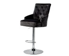 Velvet Swivel Adjustable Barstool Large Seating Bar Stools w/ Stable Base & Stong Frame - Black