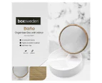 Boxsweden 14cm Bano Round Organiser Box w/ Mirror Top - White/Natural
