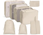 9 Pcs Packing Cubes for Travel Organizer Luggage Suitcase Organizers,Beige(Inclues one free Gift as seen on photo)