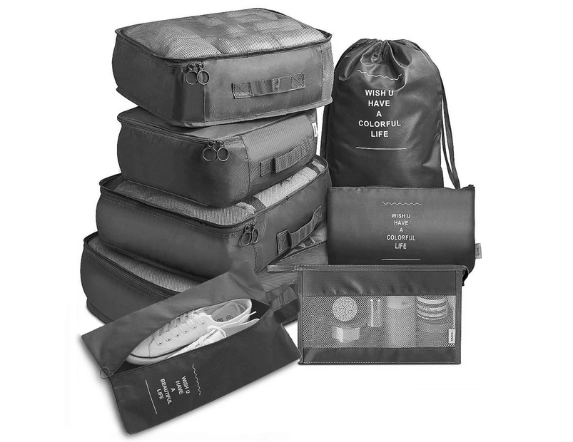 9 Set Travel Luggage Organizer Packing Organisers,Black(Inclues one free Gift as seen on photo)