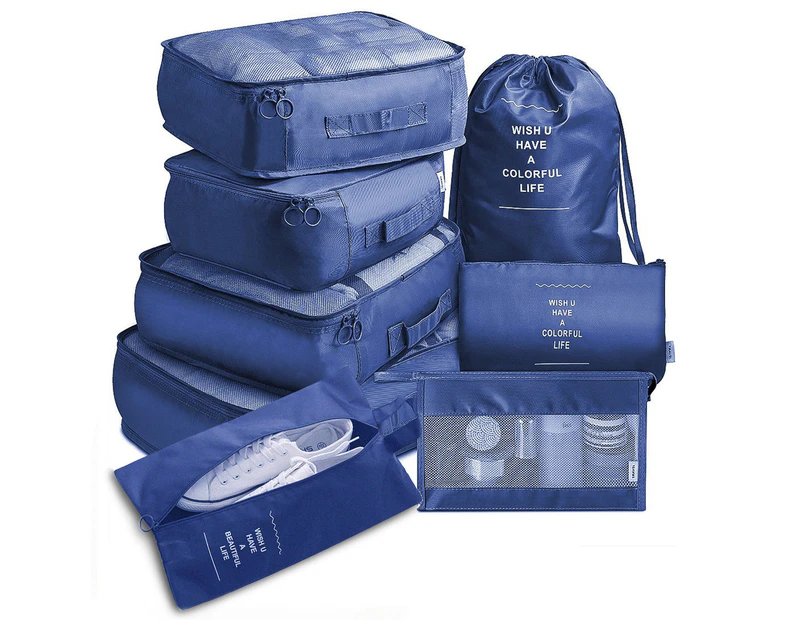 9 Set Travel Luggage Organizer Packing Organisers,Navy(Inclues one free Gift as seen on photo)
