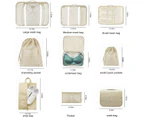 10 Set Travel Luggage Packing Organizers Makeup Bag, Clothing Underwear Bag,Beige(Inclues one free Gift as seen on photo)