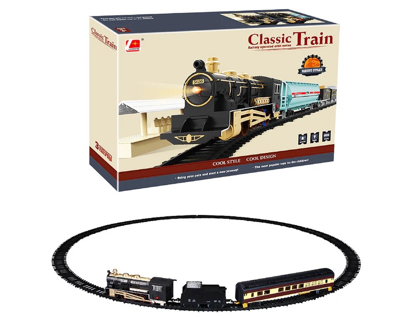 Electric Train Toy Car Set with Lights and Sounds Christmas Railway Model Educational Game Toys for Boy Children - Style 2