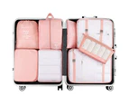 9 Set Travel Luggage Suitcase Organizer Packing Cubes Packing Organisers,Pink(Inclues one free Gift as seen on photo)