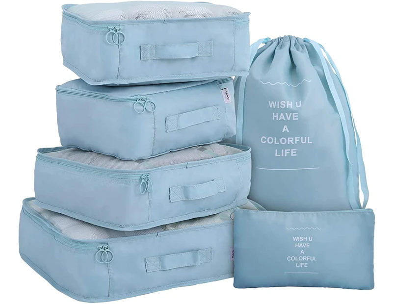 7 Set Luggage Packing Organizers Packing Cubes Set for Travel,Blue(Inclues one free Gift as seen on photo)